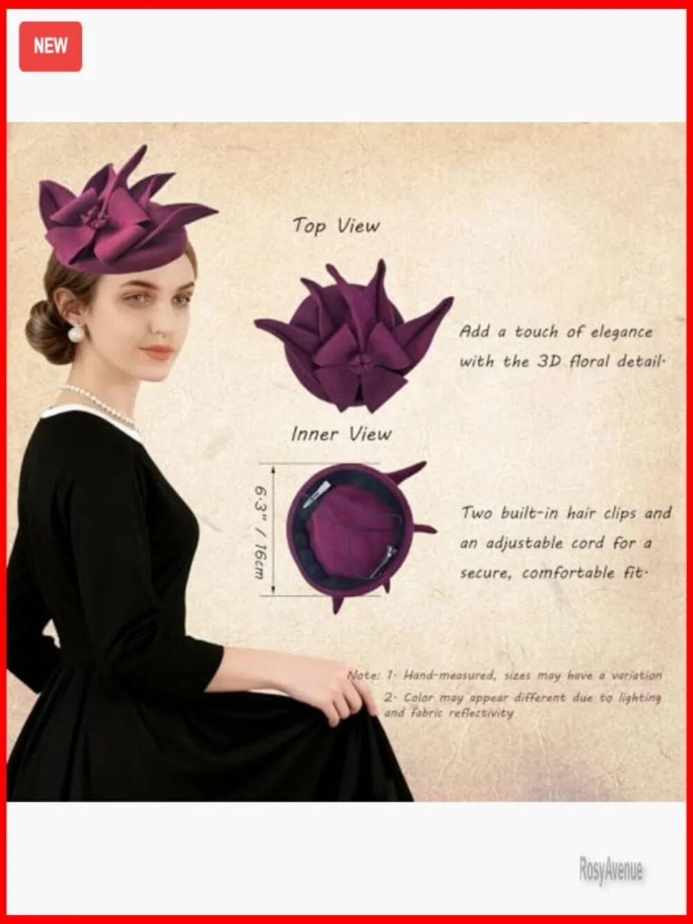 Vintage Wool Felt Cloche Fedora Hat Winter Church Wedding Derby